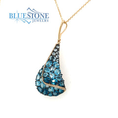 14 Karat Yellow Gold Pendant with Topaz and Diamonds