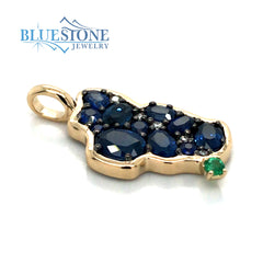 Medium 14K Yellow Gold Lake Tahoe Pendant with Sapphires and Diamonds
