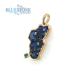 Medium 14K Yellow Gold Lake Tahoe Pendant with Sapphires and Diamonds