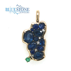 Medium 14K Yellow Gold Lake Tahoe Pendant with Assorted Sapphires
