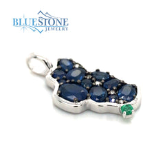 14 Karat White Gold Lake Tahoe Pendant with 11 Blue Sapphires at 1.53