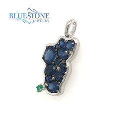 14 Karat White Gold Lake Tahoe Pendant with 11 Blue Sapphires at 1.53