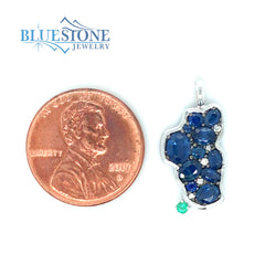 14 Karat White Gold Lake Tahoe Pendant with 11 Blue Sapphires at 1.53