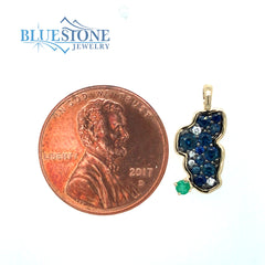 Small 14KYG Pendant w/ Sapphires, Diamonds & Emerald