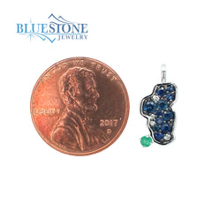 Small 14 Karat White Gold Lake Tahoe Pendant with 11 Blue Sapphires at