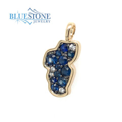 Small 14KYG Lake Tahoe Pendant w/ Sapphires & Diamonds