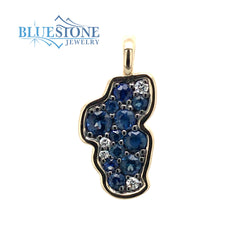 Small 14KYG Lake Tahoe Pendant w/ Sapphires & Diamonds
