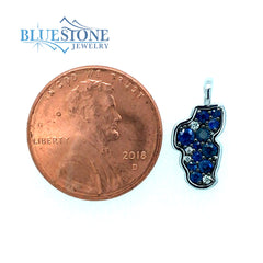Small 14 Karat White Gold Lake Tahoe Pendant with 11 Blue Sapphires at
