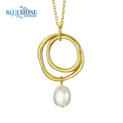 14 Karat Yellow Gold Plated Sterling Silver Pendant with One Freshwate