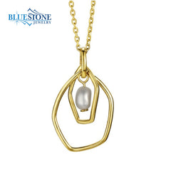 14 Karat Yellow Gold Plated Sterling Silver Pendant with One Freshwate