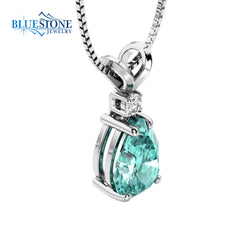 14 Karat White Gold Pendant with One 10x7mm Pear Cut 2.50 Carat Create