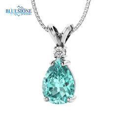 14kt White Gold Tourmaline and Diamond Pendant