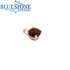 14 Karat White Gold Pendant with One 6mm Round Garnet Gemstone at 1.17