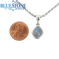 Small Sterling Silver Pendant w/ Australian Opal - 19"
