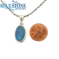 Small/Medium Sterling Silver Pendant with One Australian Opal. Pendant
