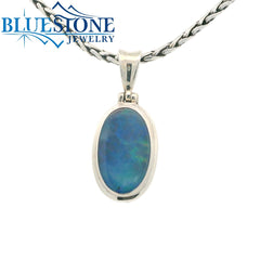 Small/Medium Sterling Silver Pendant with One Australian Opal. Pendant
