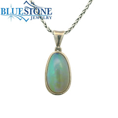 Large 18KYG Pendant w/ Cabochon Oval Cut Ethiopian Opal