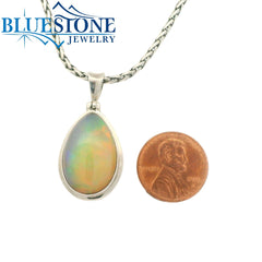 Large Sterling Silver Pendant with One 1.25" x 0.75" Teardrop Cut Ethi