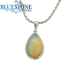Large Sterling Silver Pendant with One 1.25" x 0.75" Teardrop Cut Ethi