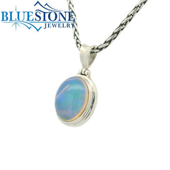 Medium Sterling Silver Pendant with One 1.25" x 0.65" Oval Cut Ethiopi