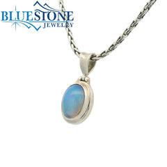 Small Sterling Silver Pendant with One 1" x 0.5" Oval Cut Ethiopian Op
