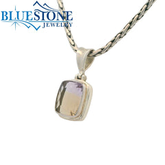 Small Sterling Silver Pendant with One Cushion Cut Ametrine Gemstone.