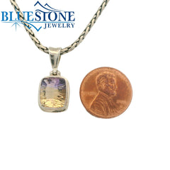 Small Sterling Silver Pendant with One Cushion Cut Ametrine Gemstone.