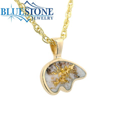 Large 14kt Yellow Gold Pendant with a California Bear Gold Quartz