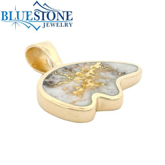 Large 14kt Yellow Gold Pendant with a California Bear Gold Quartz
