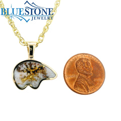 Large 14kt Yellow Gold Pendant with a California Bear Gold Quartz