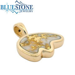 Medium 14 Karat Yellow Gold Pendant with a California Bear Gold Quartz
