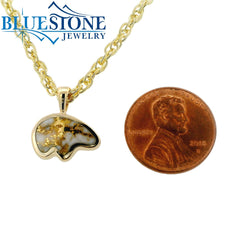 Medium 14 Karat Yellow Gold Pendant with a California Bear Gold Quartz