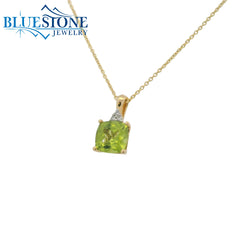 14 Karat Yellow Gold Pendant with One 1.60 Carat 7mm x 7mm Cushion Cut