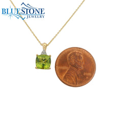 14 Karat Yellow Gold Pendant with One 1.60 Carat 7mm x 7mm Cushion Cut