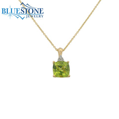 14 Karat Yellow Gold Pendant with One 1.60 Carat 7mm x 7mm Cushion Cut