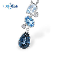14K Gold Pendant w/ Blue Topazes & Diamonds