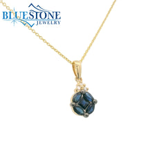 14KYG Sapphire Pendant with Diamonds