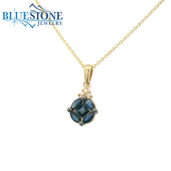 14KYG Sapphire Pendant with Diamonds