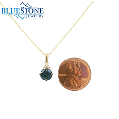 14KYG Sapphire Pendant with Diamonds