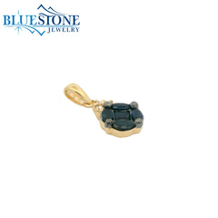 14KYG Sapphire Pendant with Diamonds