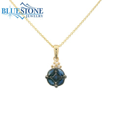 14KYG Sapphire Pendant with Diamonds