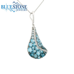 Small 14KWG Pendant with Various Blue Topaz & Diamonds