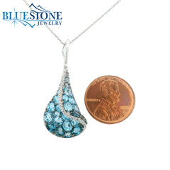 14KWG Pendant with Various Blue Topaz & Diamonds