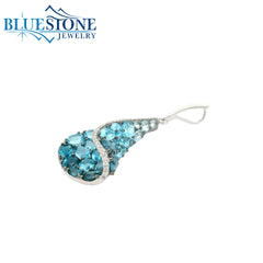 Small 14KWG Pendant with Various Blue Topaz & Diamonds