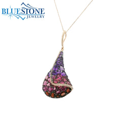 14KRG Pendant w/ Amethyst, Tourmaline, Garnet & Diamonds