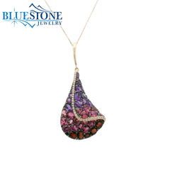 14KRG Pendant w/ Amethyst, Tourmaline, Garnet & Diamonds