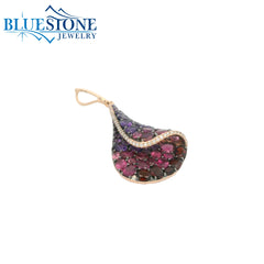14KRG Pendant w/ Amethyst, Tourmaline, Garnet & Diamonds