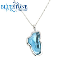 Large Solid 14KWG Hyrdo Blue Topaz Lake Tahoe Pendant