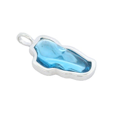 Large Solid 14KWG Hyrdo Blue Topaz Lake Tahoe Pendant