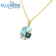 14kt Yellow Gold Pendant with Topazes & Diamonds